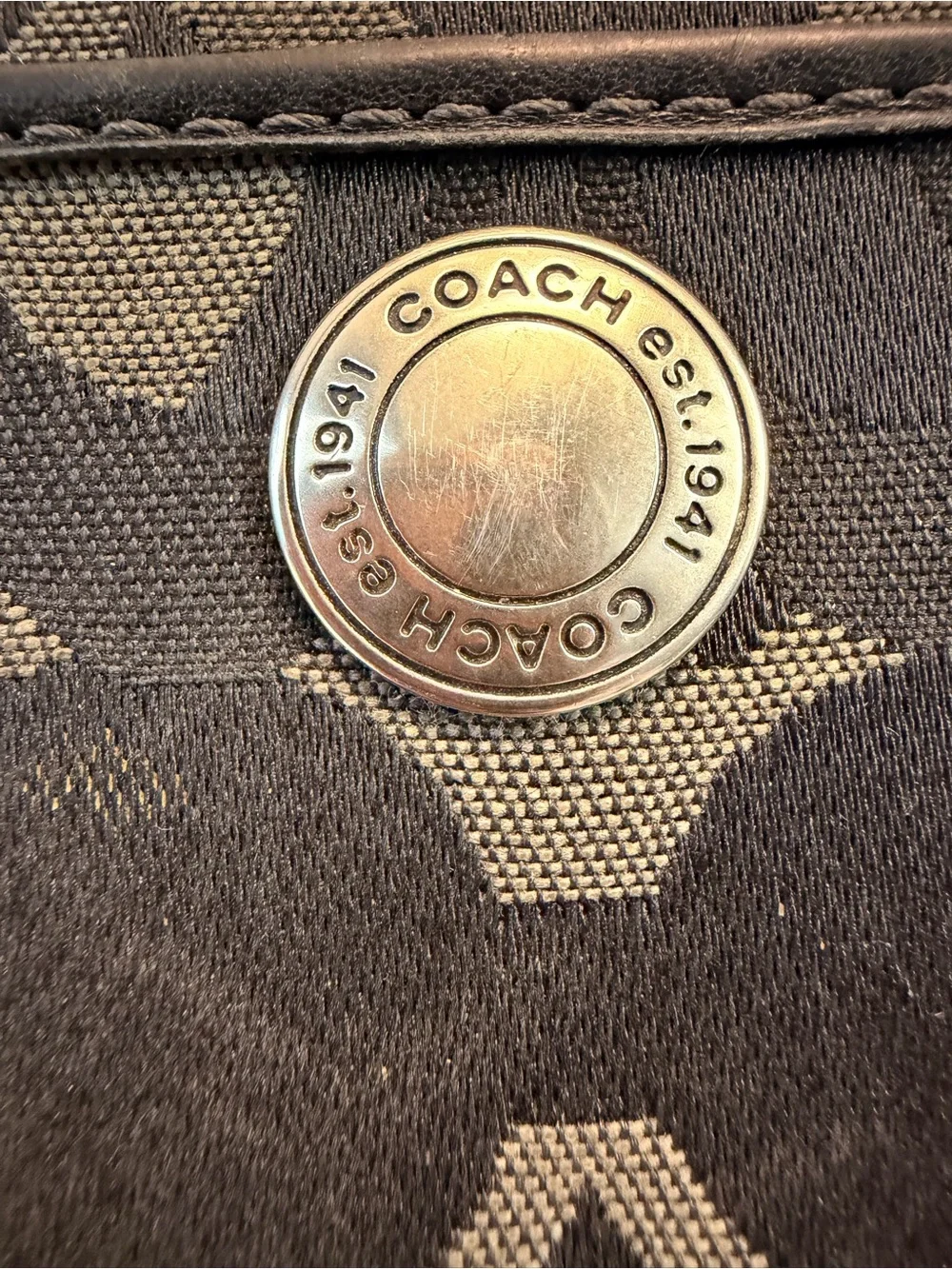 Coach Black Signature Monogram Canvas Zip Accordion Wallet